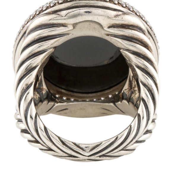 DAVID YURMAN BLACK ORCID AMETHYST HEMATITE DOUBLET STERLING SILVER -DIAMOND RING - Picture 4 of 4